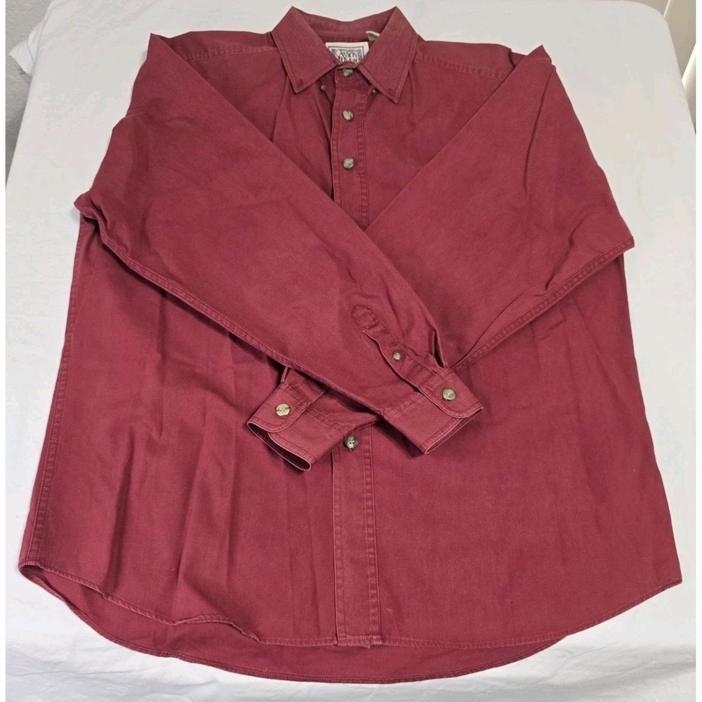 Canyon River Blues‎ Men's Large Button-Down Shirt Maroon Long-Sleeve